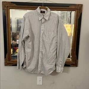 Men’s Mize White and Black Striped Button-Up Shirt